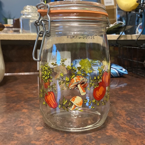 Glass Canister Mushrooms Arc France - Picture 2 of 4